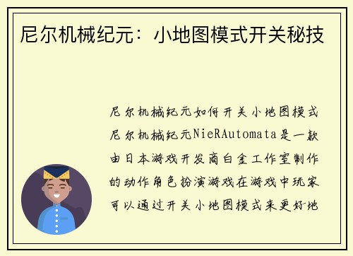 尼尔机械纪元：小地图模式开关秘技