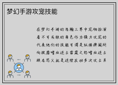梦幻手游攻宠技能
